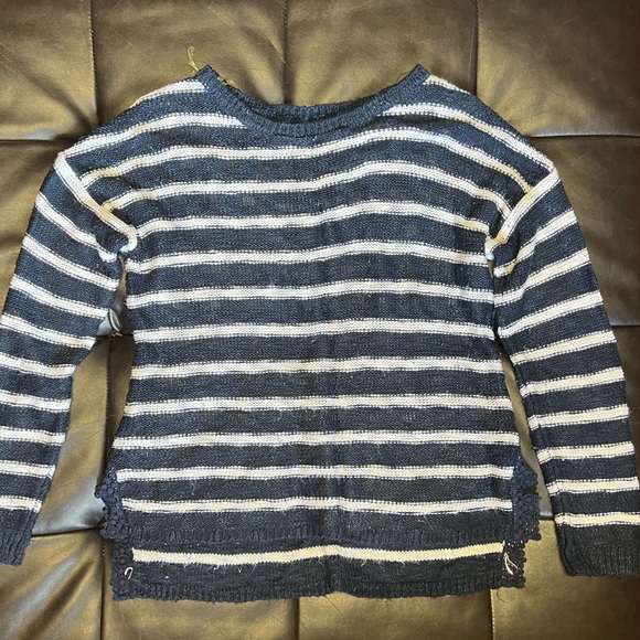 New Directions Women’s Blue and White Striped Long Sleeve Sweater, Size Small - Picture 3 of 5